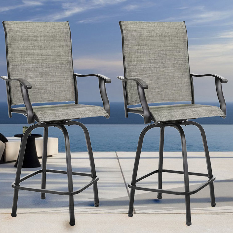 Alcott Hill® 2Piece Outdoor Swivel Bar Stools With High Back And